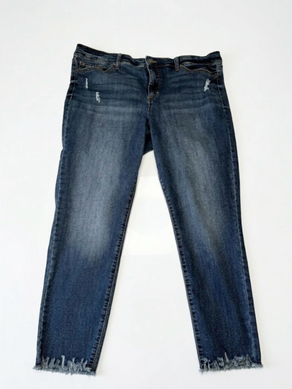 sofia by sofia vergara Distressed Dark Blue Skinny Jeans with Frayed Hem Size 16